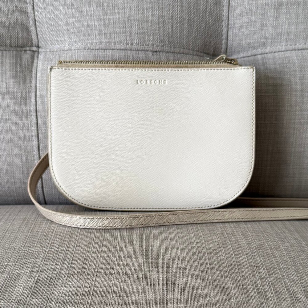 Lo & Sons Large Waverley 2 Convertible Bag, Ivory/Gold/Camel